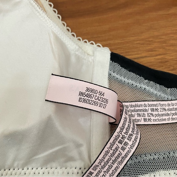 Victoria’s Secret White Chantilly Lace Front Close Velvet Trims Bralette Size L - Picture 13 of 14